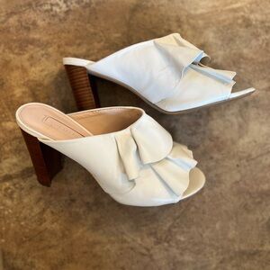 Avec Les Filles white Ruffle Heeled Mules
